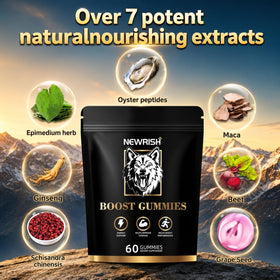 Gummies Newrish, ingrédients naturels sur l'emballage
