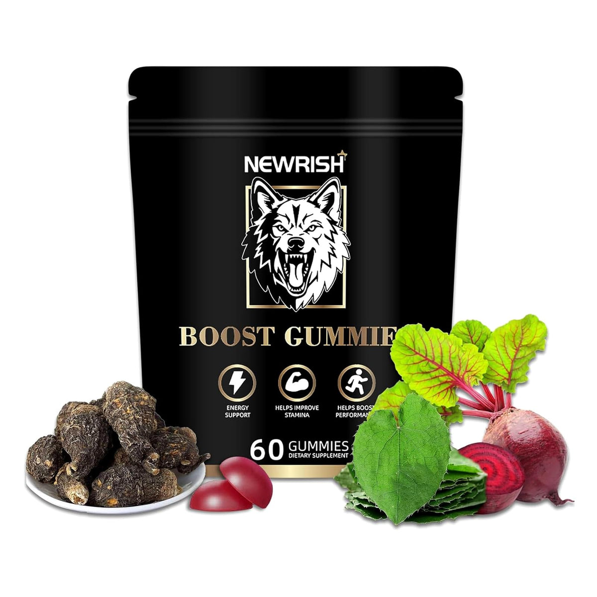 Gummies Newrish pour hommes, paquet de 60 gummies, vue avant