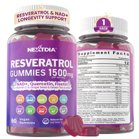 Gummies Nextdia Resvératrol 1500mg avec emballage avant