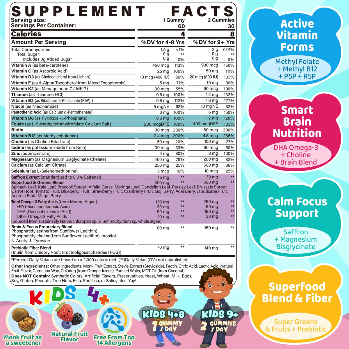 Gummies Nextdia sur une table avec des fruits en arrière-plan
