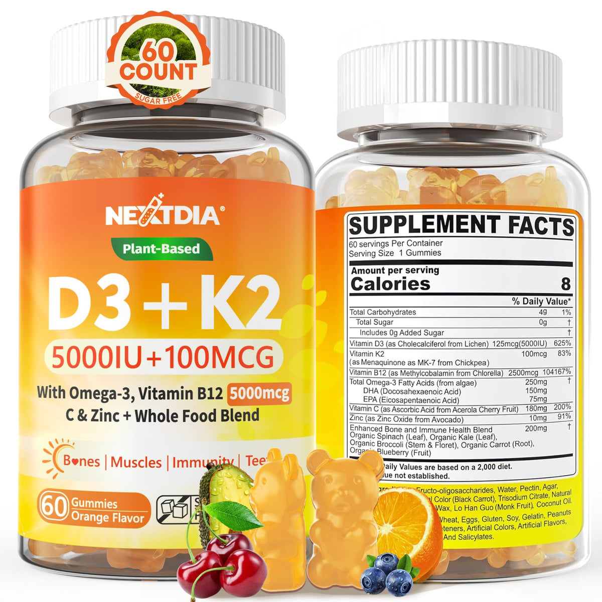 Gummies Nextdia Vitamine D3 K2 MK7 5000UI en boîte