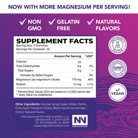 Gummies Nobi Nutrition Citrate de Magnésium avec une main tenant un gélifié