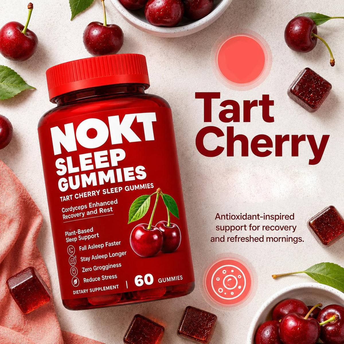 Gummies Nokt Sleep, détail de la texture et de la couleur