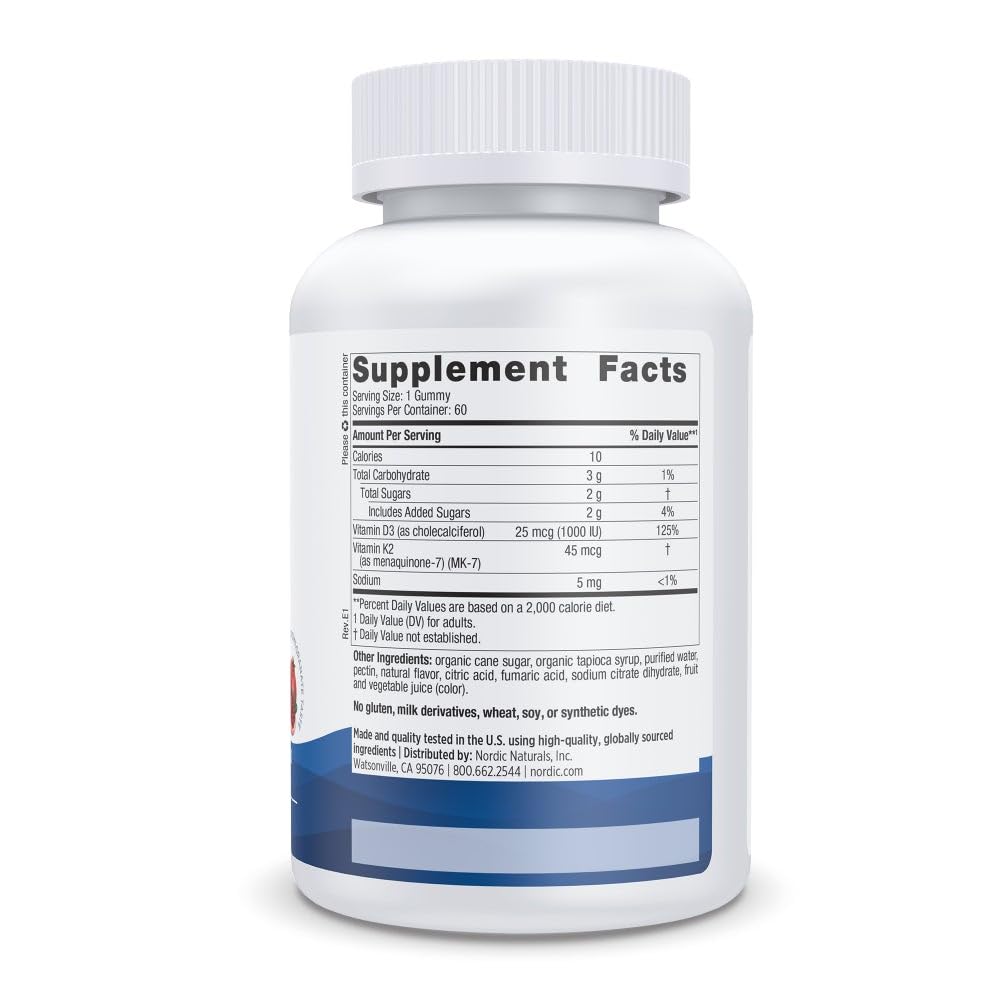 Gummies Nordic Naturals Vitamine D3 + K2, pomme grenade, vue latérale