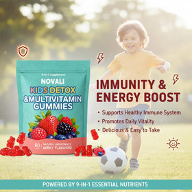 Gummies Novali Health Multivitamines Enfants 9-en-1 sur une table