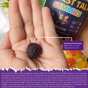 Gummies NuBest, vue de l'arrière de l'emballage