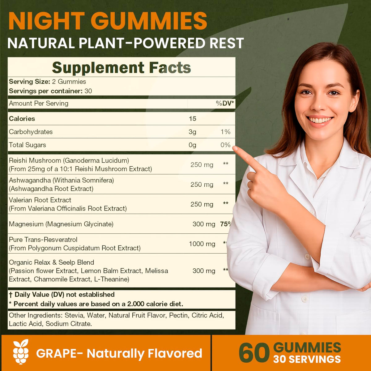 Gummies Nuit Rooterra Inner Bloom, ingrédients sur l'emballage