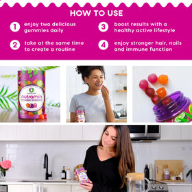 Gummies Nutracelle avec des fruits frais en arrière-plan