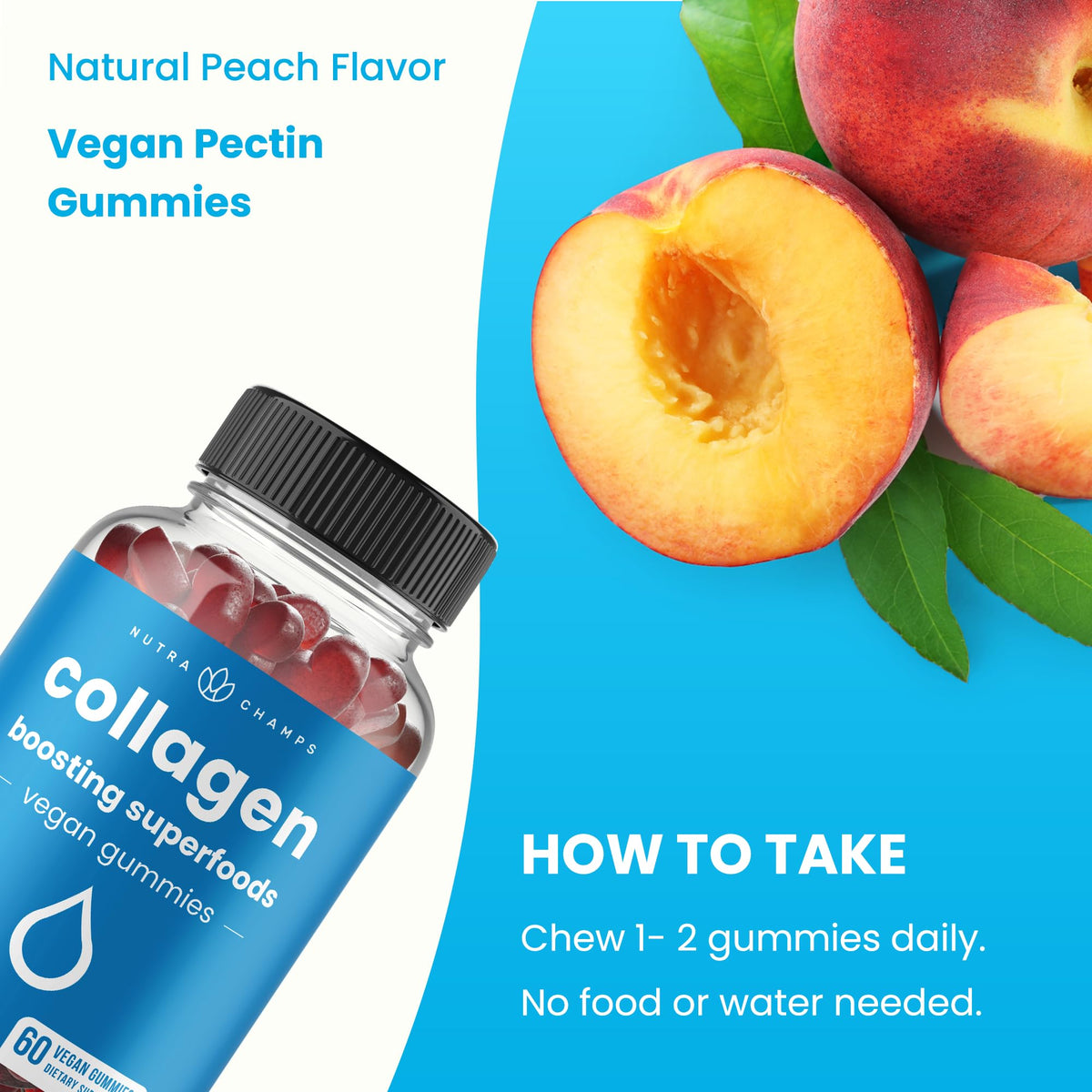 Gummies NutraChamps Collagène sur fond blanc