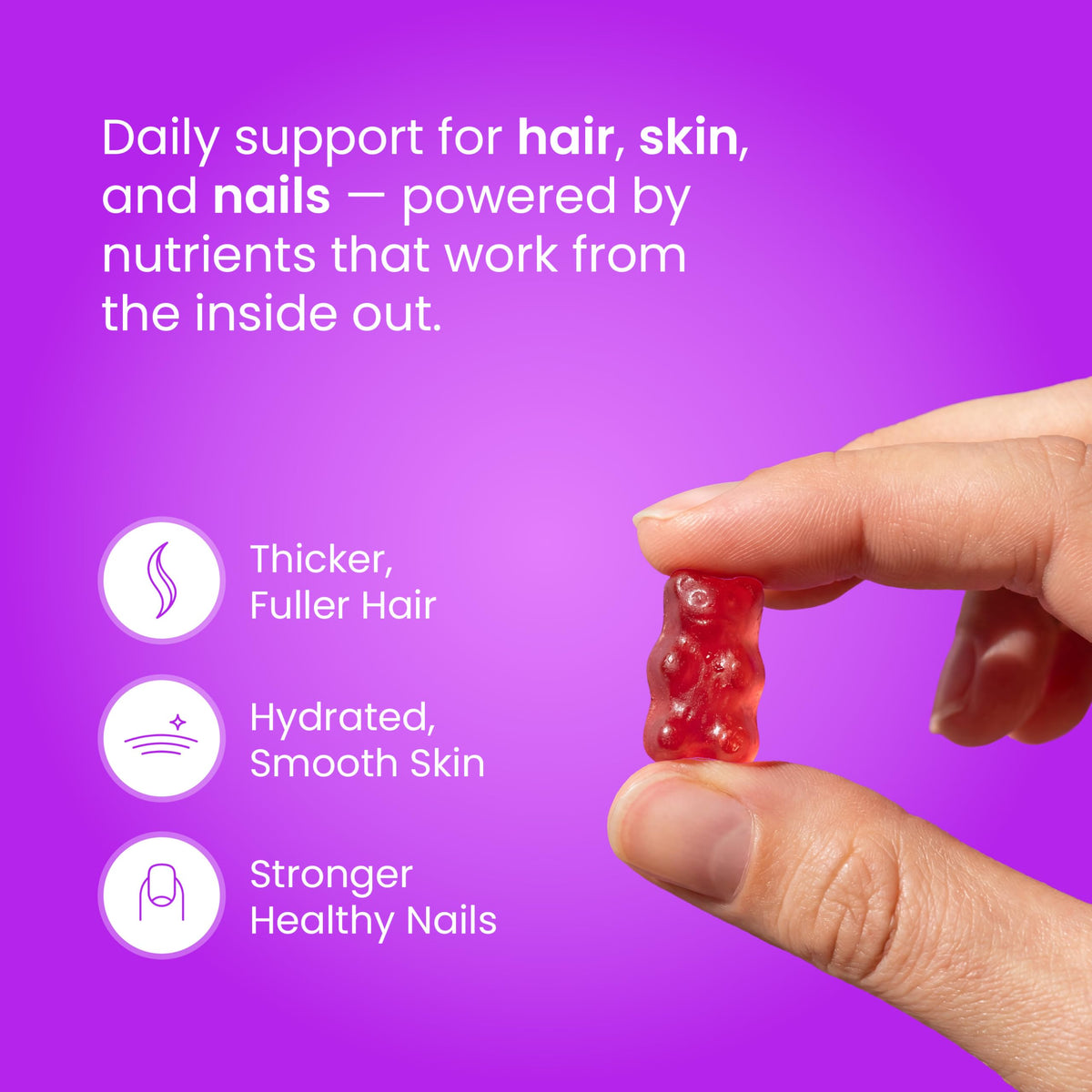 Gummies NutraChamps montrant leur couleur et texture
