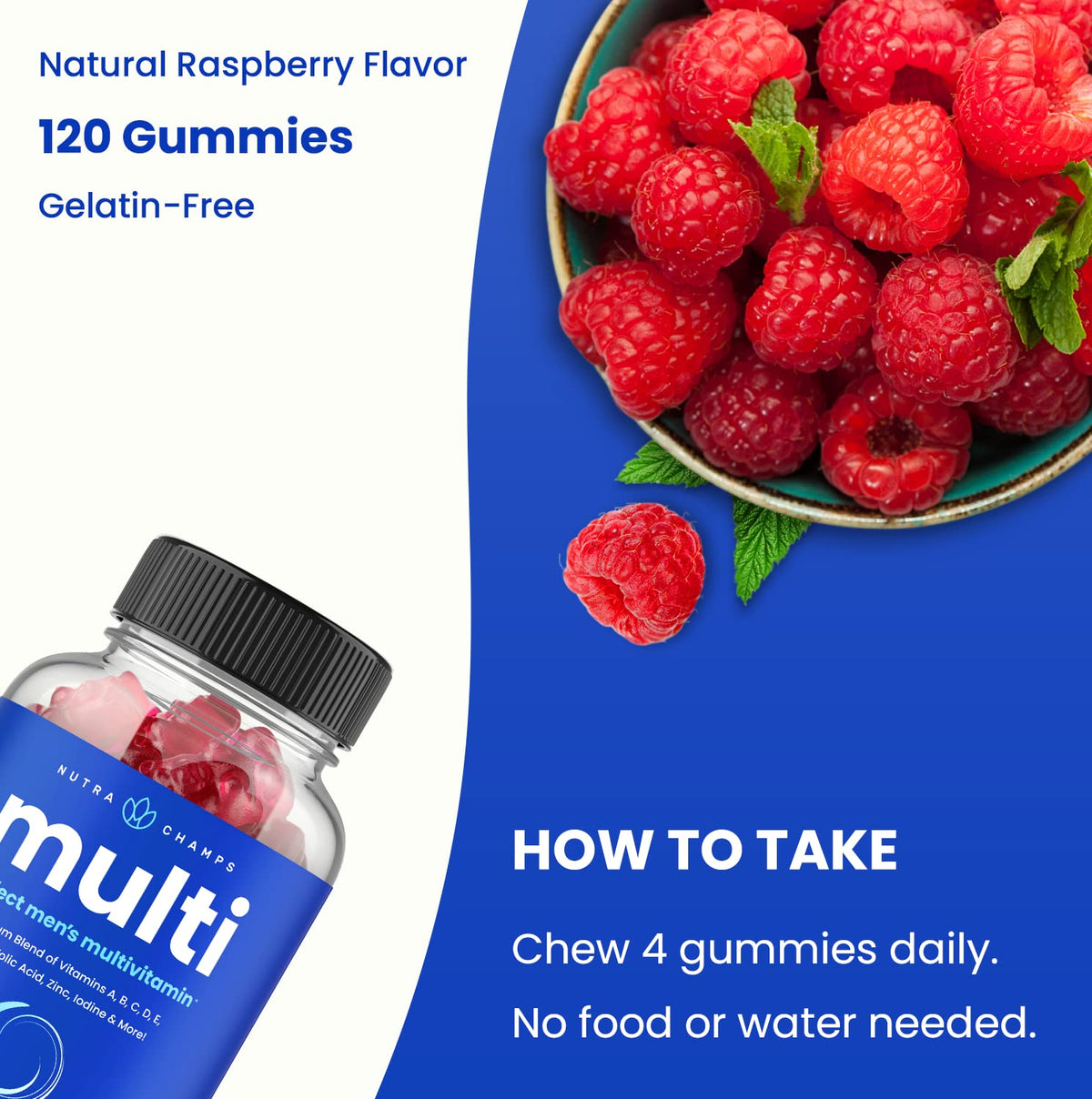 Gummies NutraChamps pour hommes sur une table