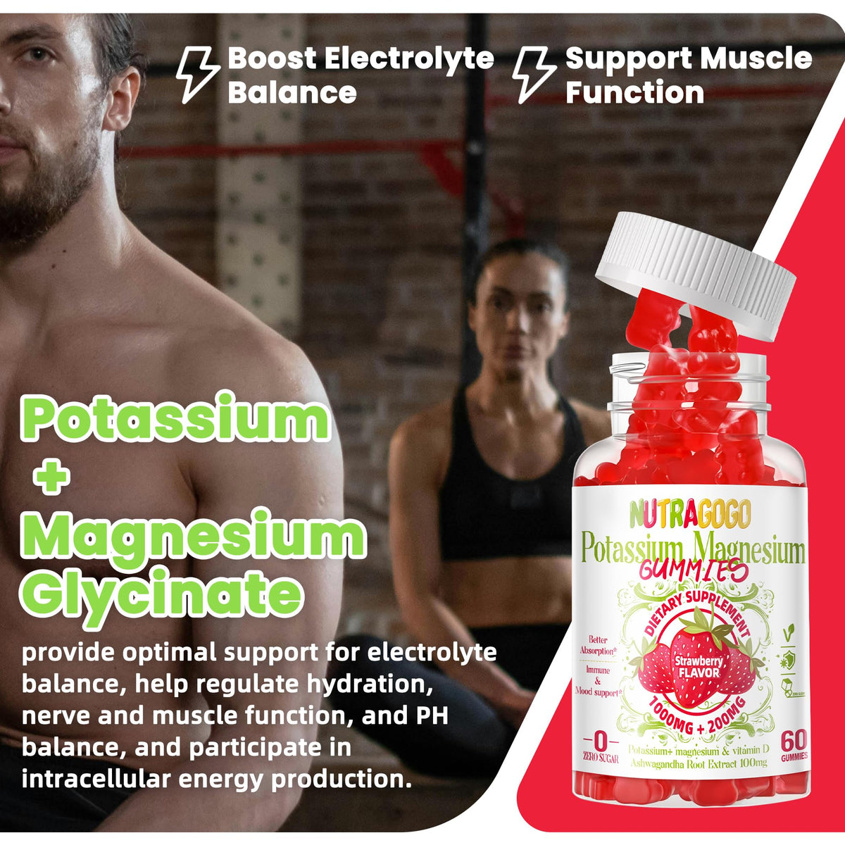 Gummies NUTRAGOGO en gros plan montrant la texture