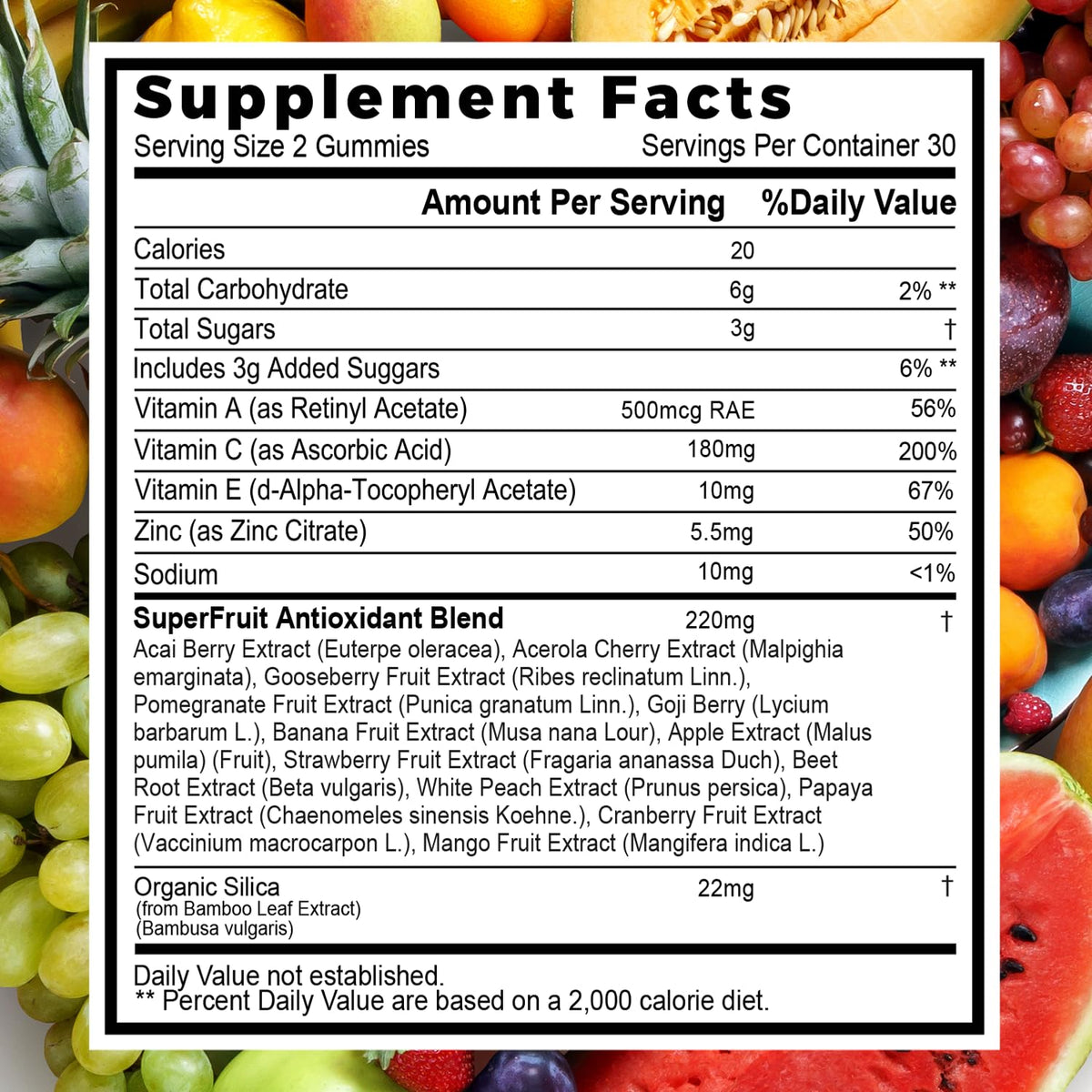 Gummies NutraPath avec fruits et légumes en arrière-plan