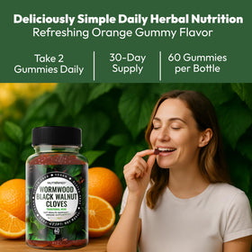 Gummies NutraPep au Verger de Vermouther, Noix Noires et Clous de Girofle, avec étiquette visible