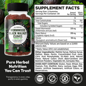 Gummies NutraPep au Verger de Vermouther, Noix Noires et Clous de Girofle, sur fond blanc