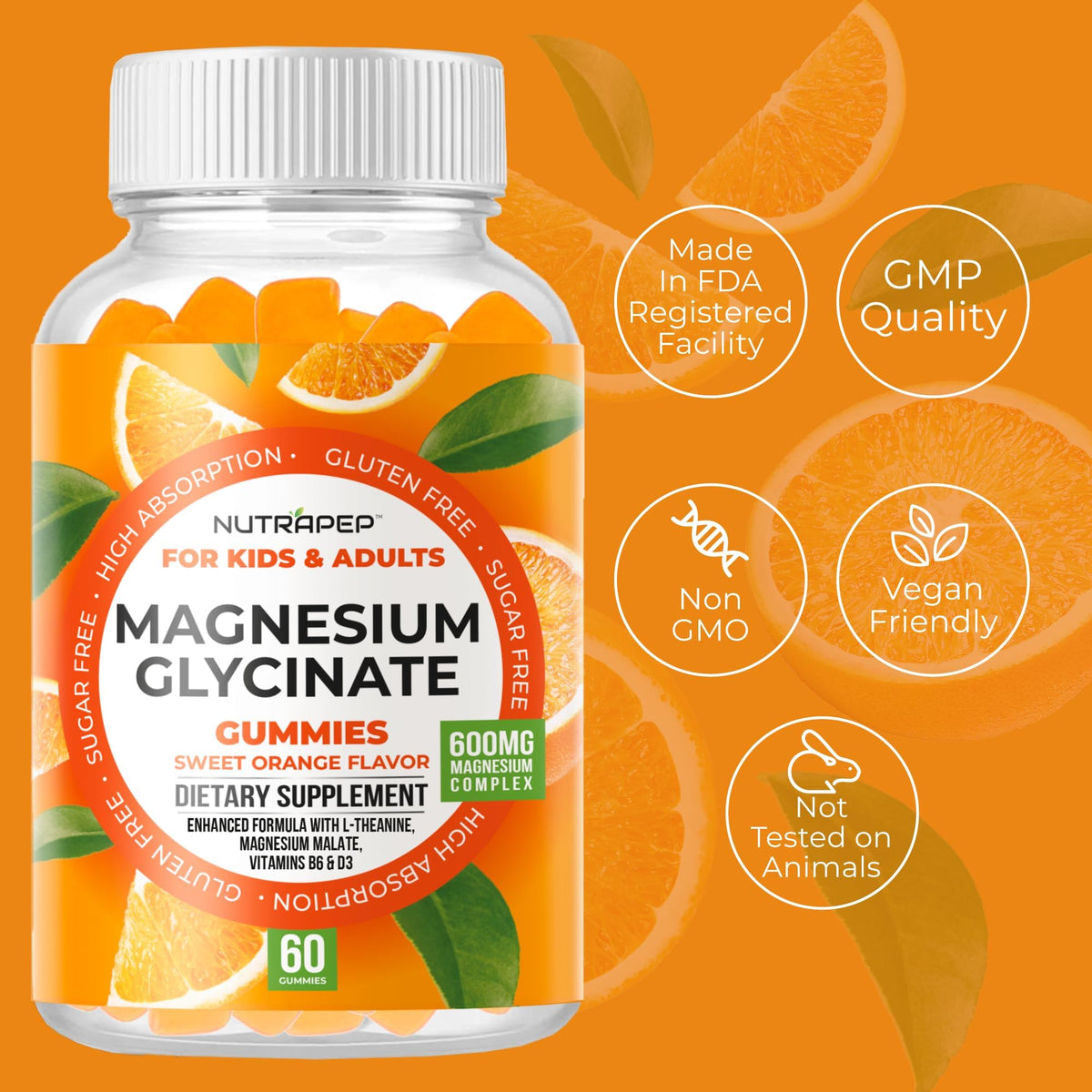 Gummies NutraPep avec vue rapprochée des textures