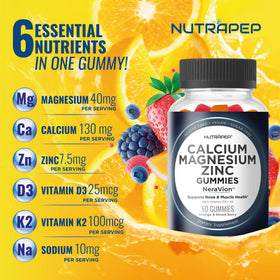 Gummies NutraPep Calcium Magnésium Zinc 200g avec bouchon