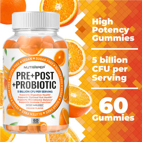 Gummies NutraPep prébiotiques et probiotiques avec une cuillère