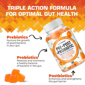 Gummies NutraPep prébiotiques et probiotiques sur un fond blanc