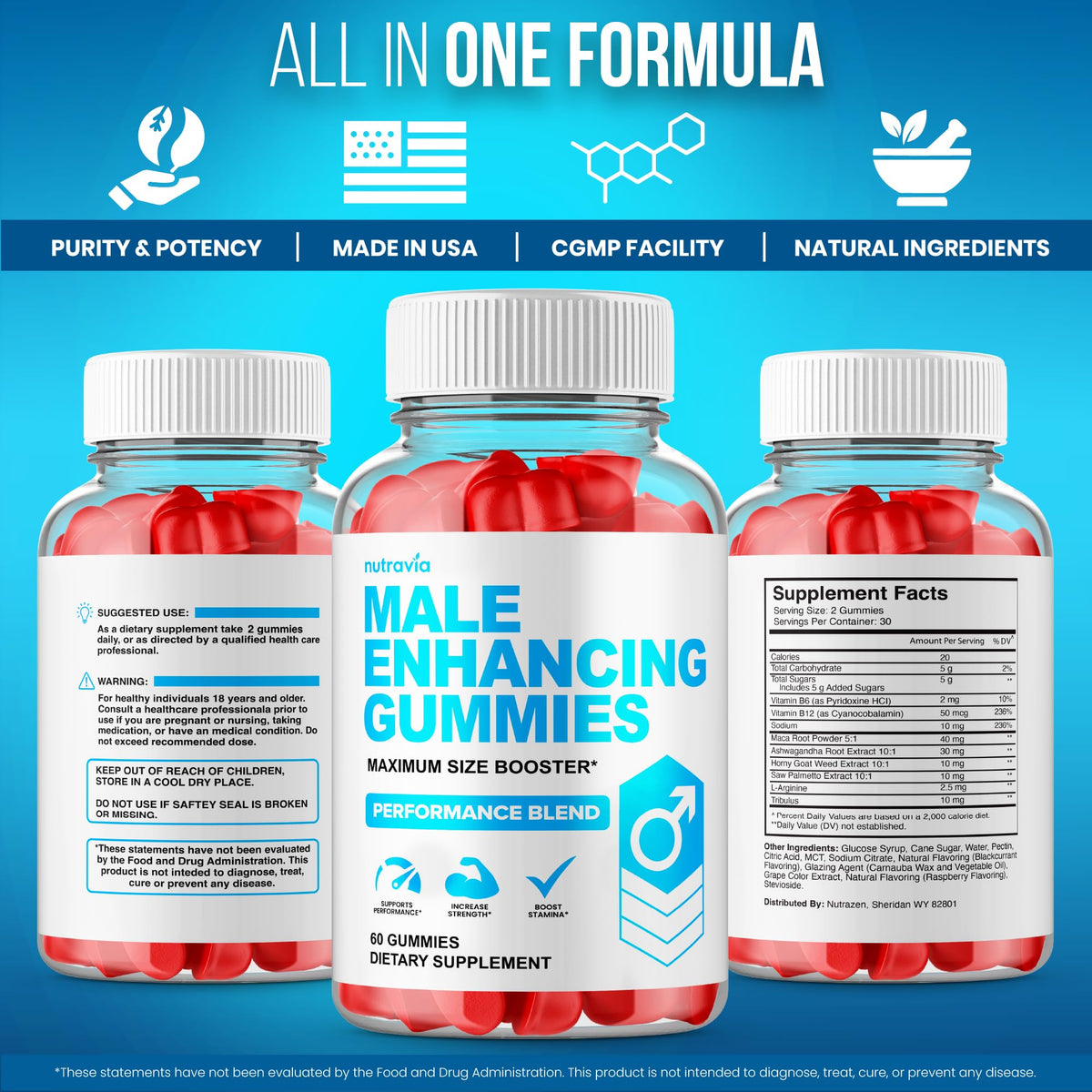 Gummies Nutravia 6 en 1, pot ouvert avec gummies visibles