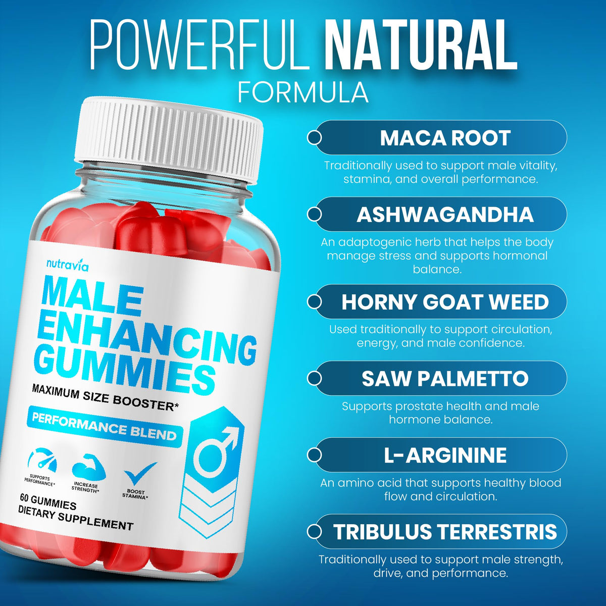 Gummies Nutravia 6 en 1, vue de face avec étiquette