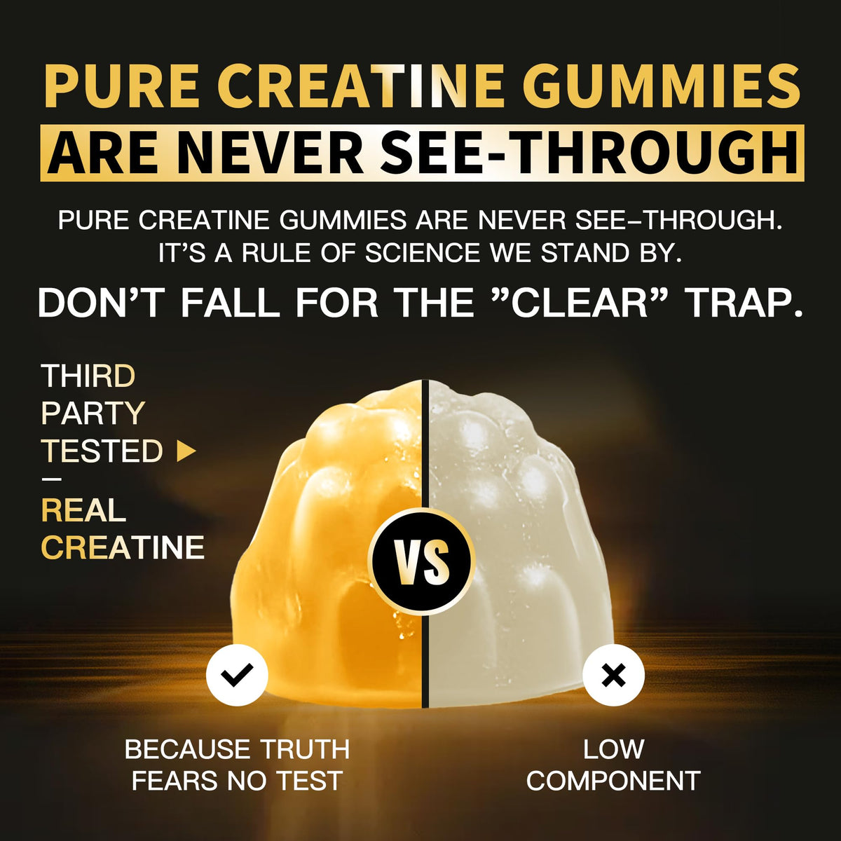 Gummies Nutravita créatine monohydrate sur fond blanc