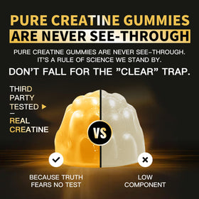 Gummies Nutravita créatine monohydrate sur fond blanc