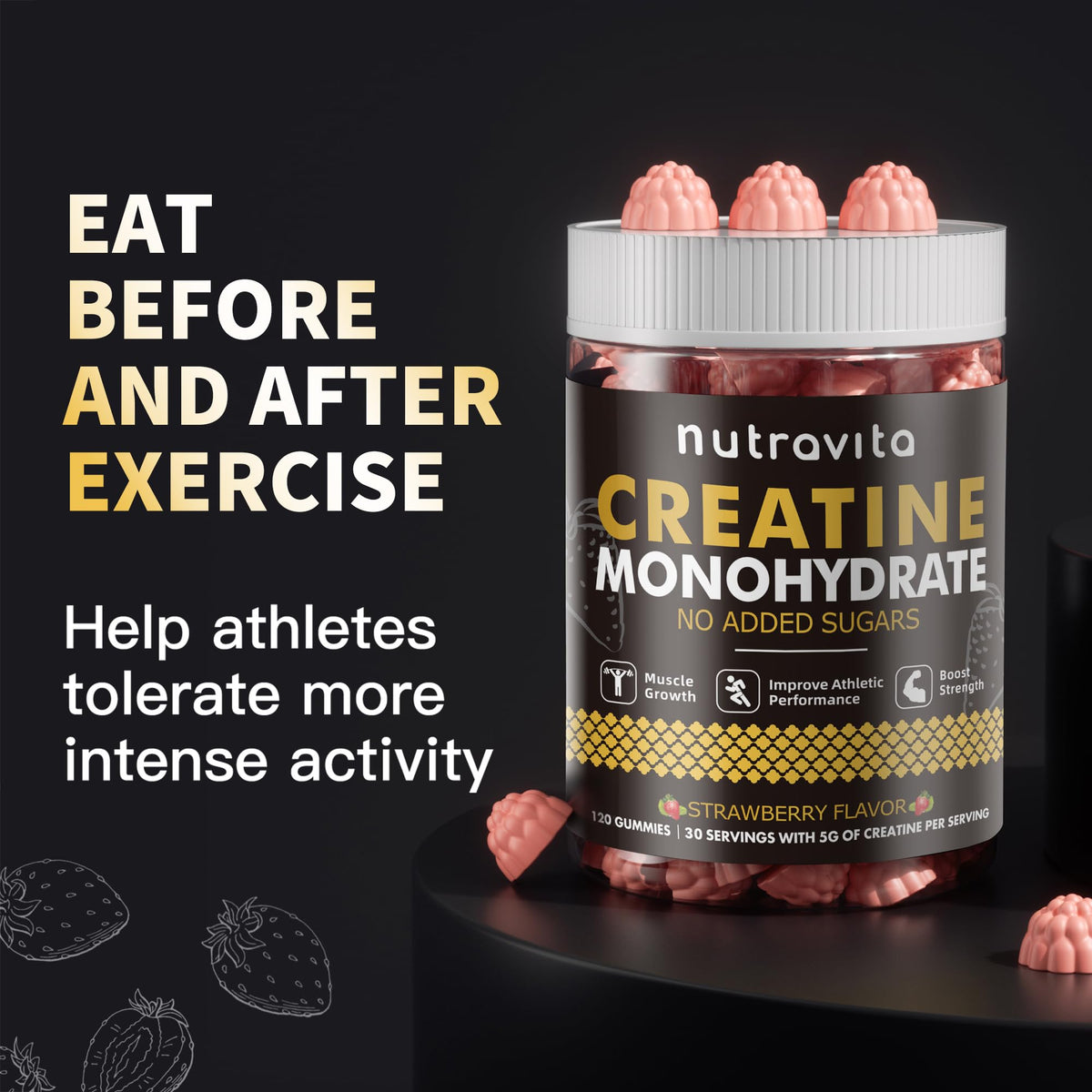 Gummies Nutravita dans une main, vue rapprochée