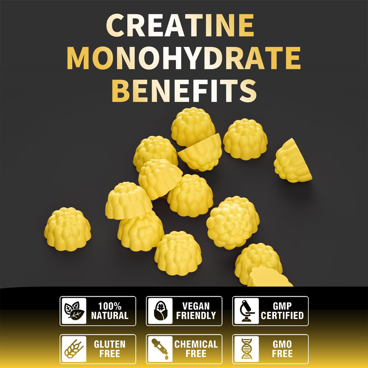 Gummies Nutravita étalés sur une surface, mettant en avant leur texture.
