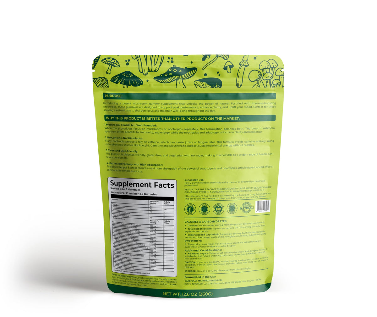 Gummies Nutrify sur une table avec des fruits