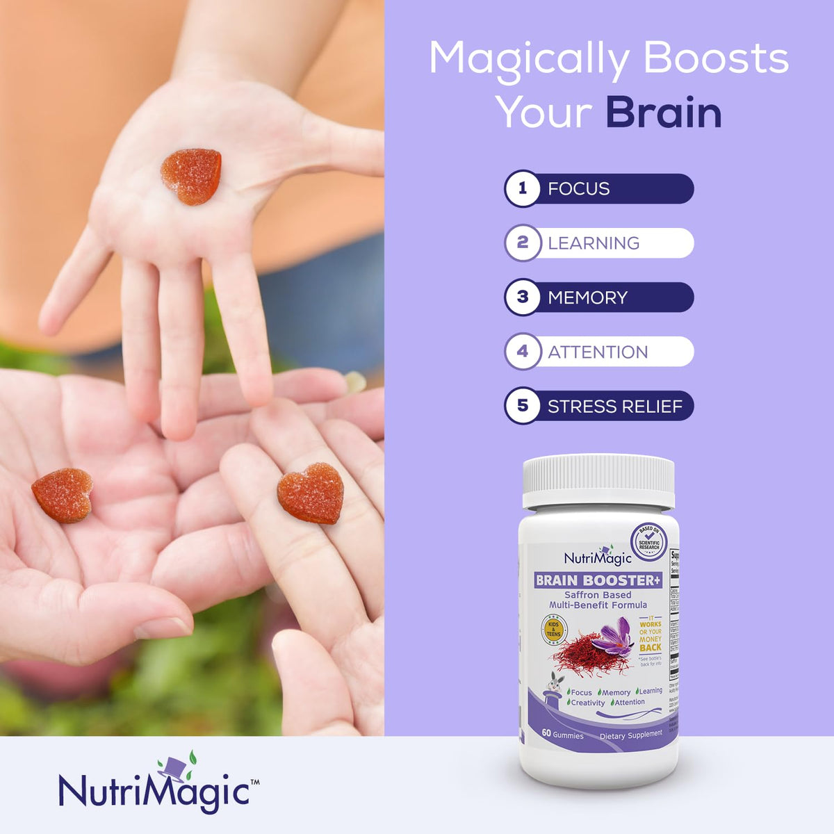 Gummies NutriMagic avec extrait de safran, vue de près