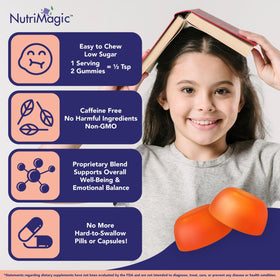 Gummies NutriMagic avec une main d'enfant tenant une gummy