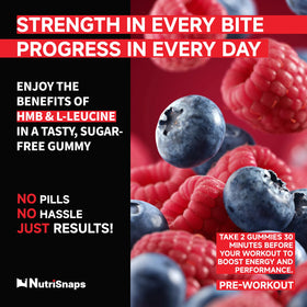 Gummies Nutrisnaps HMB et Leucine avec un verre d'eau