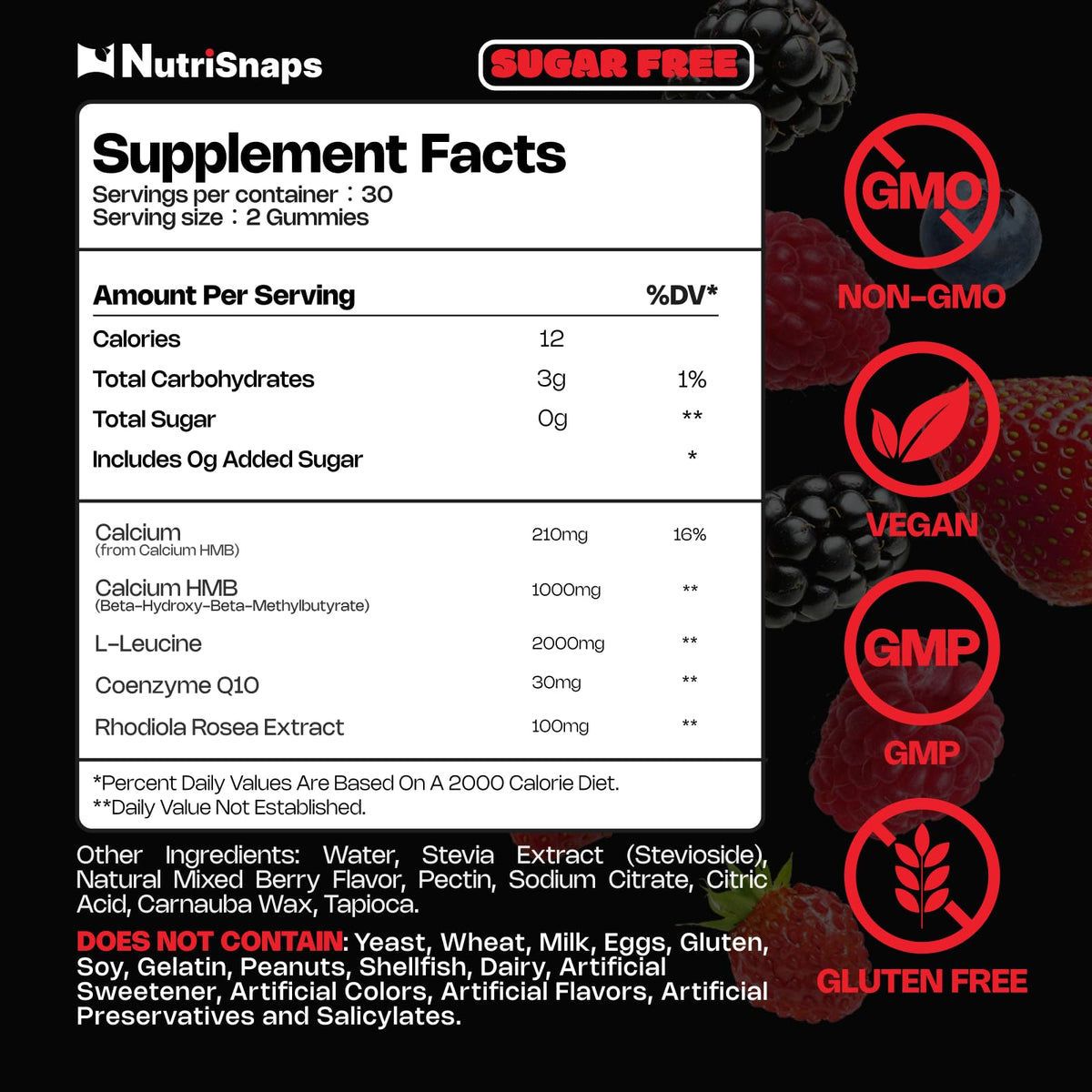 Gummies Nutrisnaps HMB et Leucine montrant la texture et le format