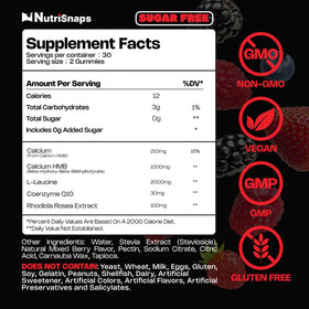 Gummies Nutrisnaps HMB et Leucine montrant la texture et le format