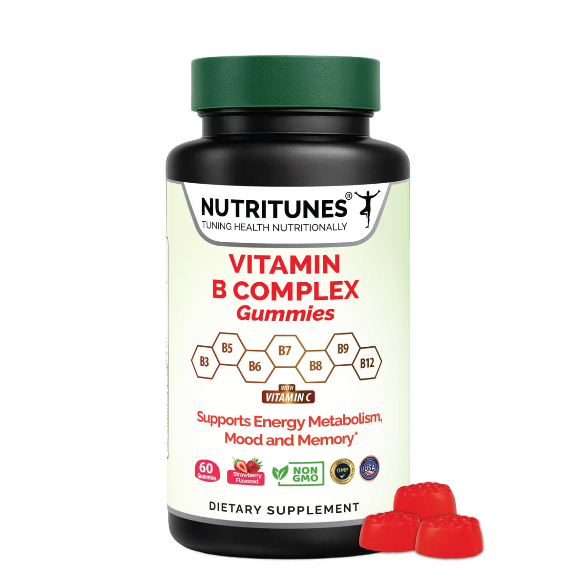 Gummies Nutritunes Complexe de Vitamines B - 60 gummies en pot
