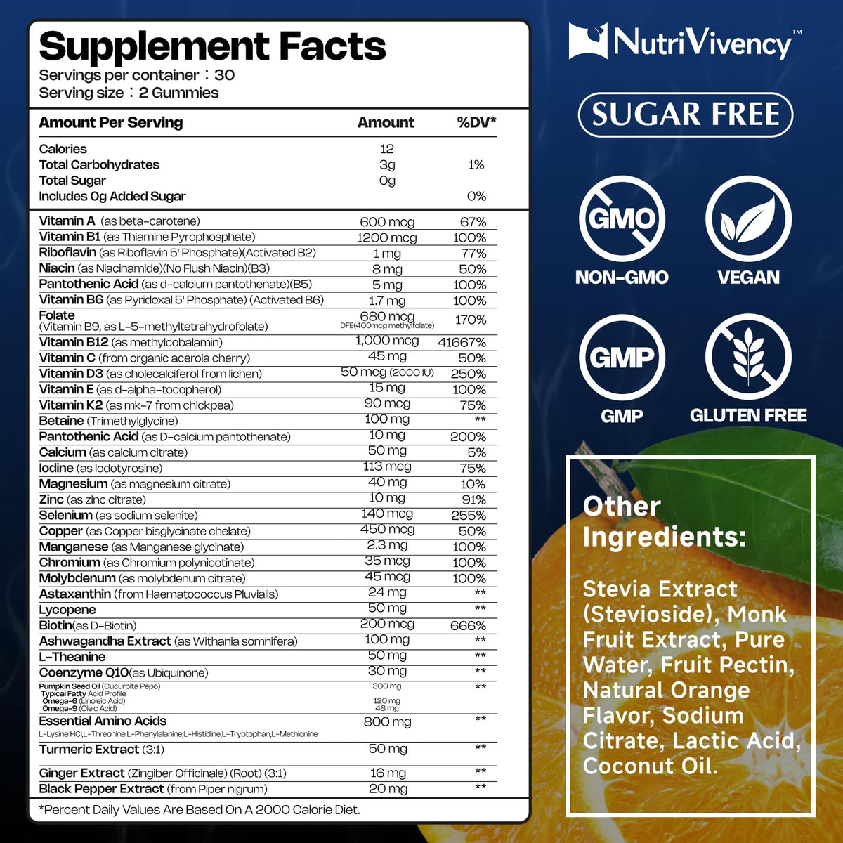 Gummies NutriVivency multivitaminés pour hommes, présentation des gummies