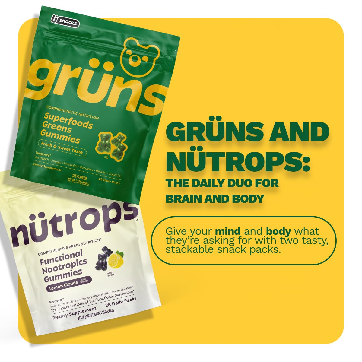 Gummies Nutrops Grüns, affichage de la texture des gummies