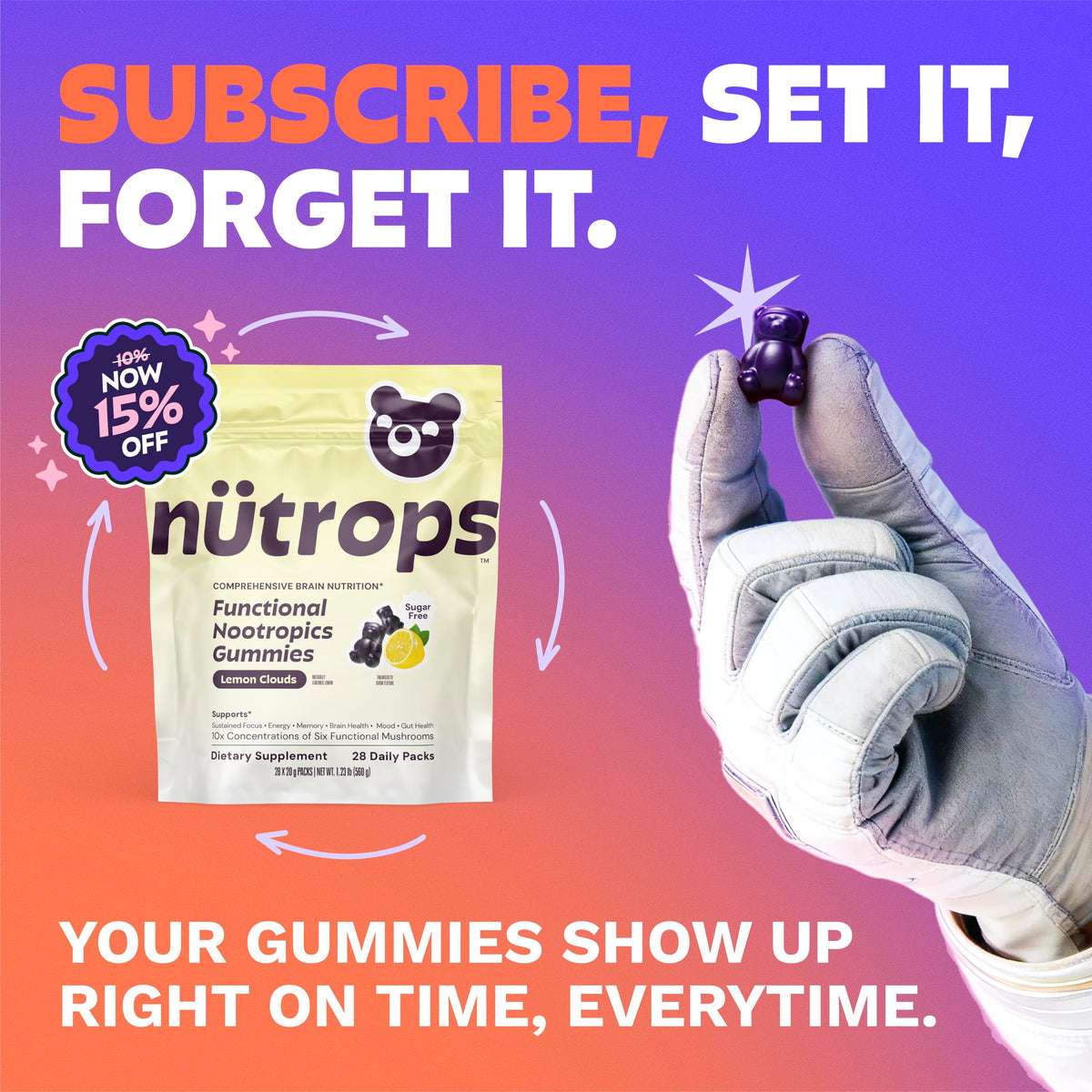 Gummies Nutrops Grüns, présentation de l'emballage