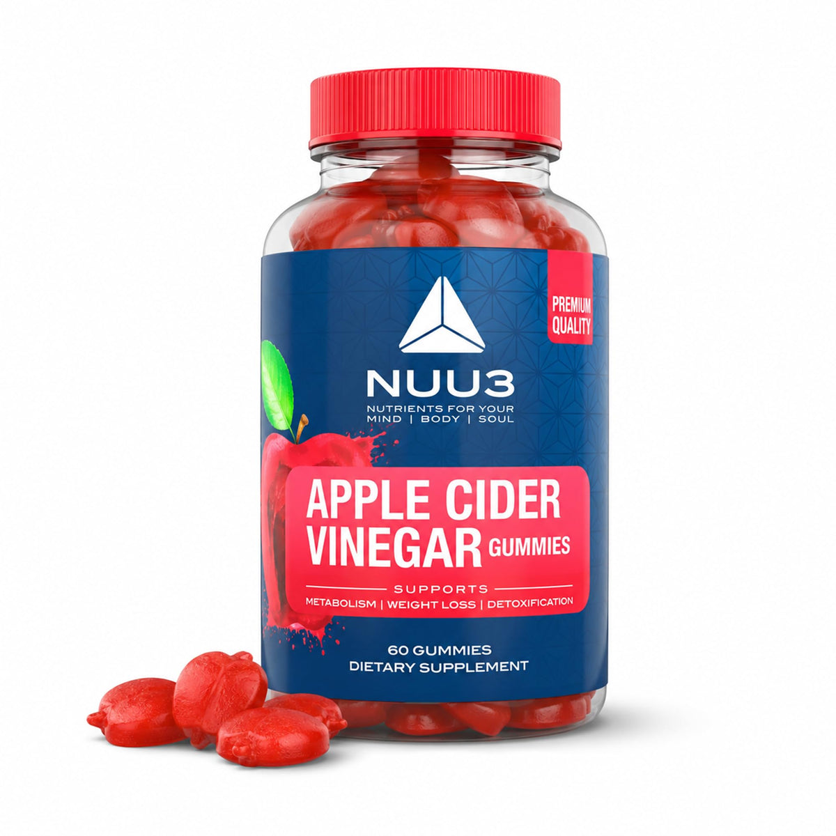 Gummies NUU3 au vinaigre de cidre de pomme, vue de face