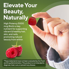 Gummies NuVa Biotine 5000 mcg, présentation sur une table