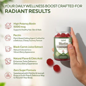 Gummies NuVa Biotine 5000 mcg, vue de côté du pot