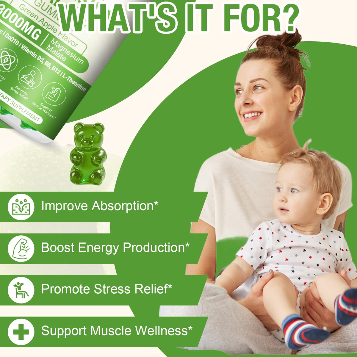 Gummies Oakevlp avec ingrédients affichés sur l'emballage