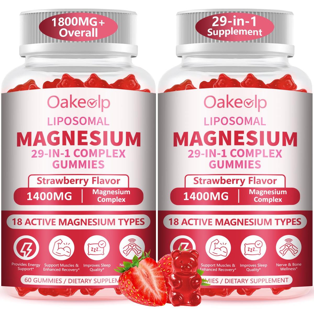 Gummies Oakevlp Magnésium Complex 29-en-1 vue de face