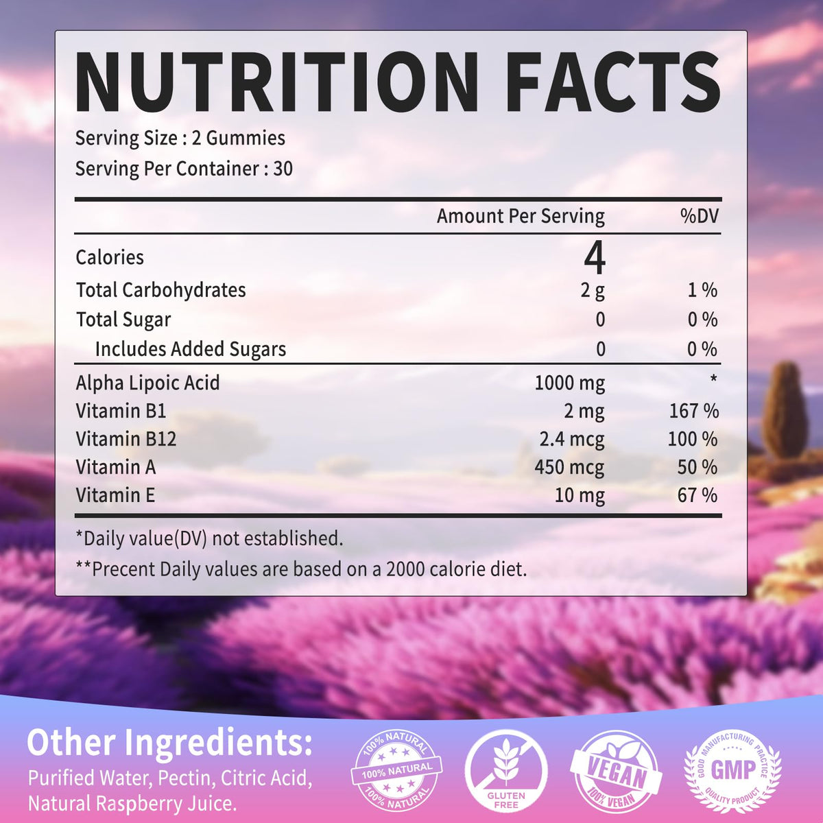 Gummies OALSE Acide Alpha-Lipoïque 1000mg avec ingrédients naturels
