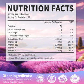Gummies OALSE Acide Alpha-Lipoïque 1000mg avec ingrédients naturels