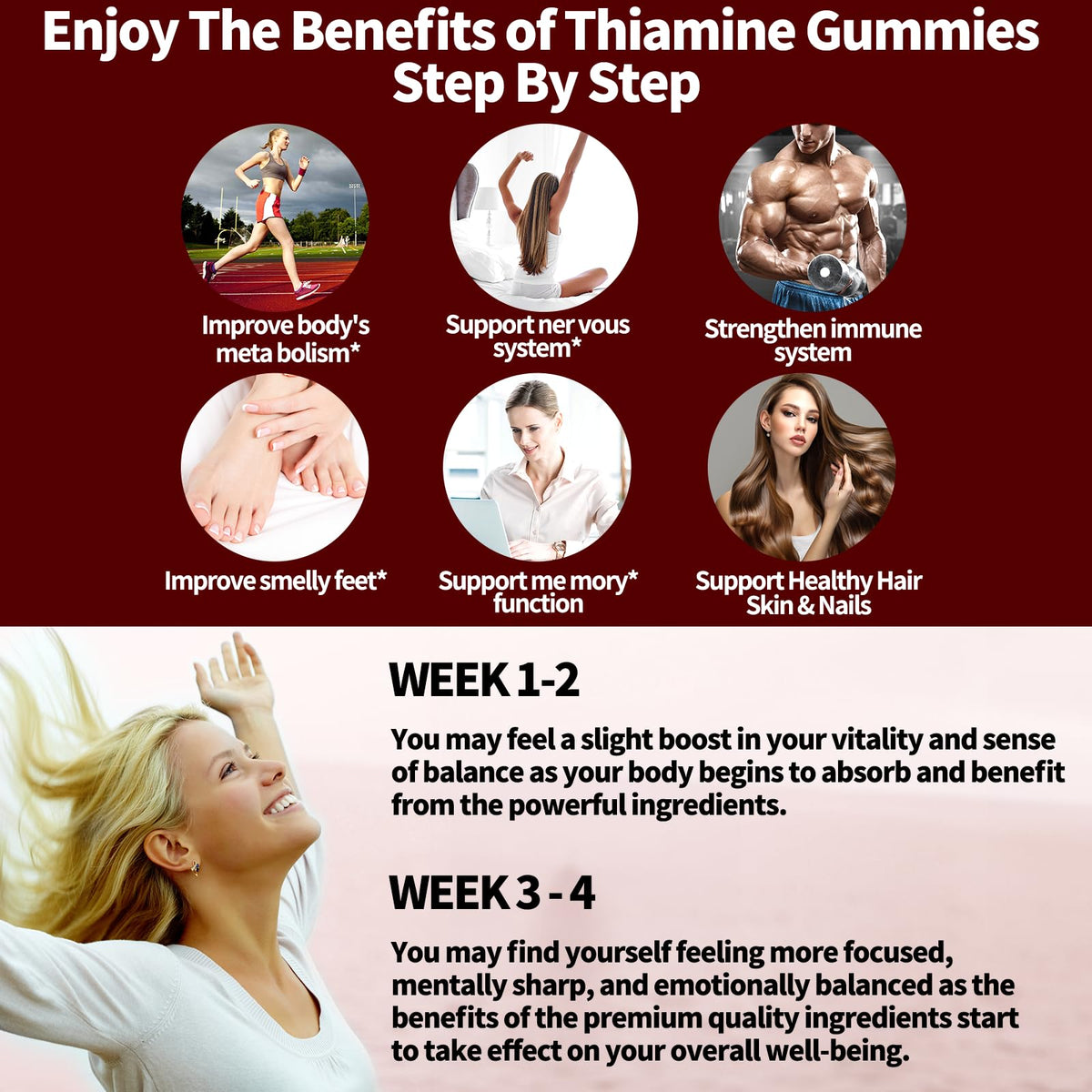 Gummies OALSE Vitamine B1 500mg avec mise en contexte de consommation