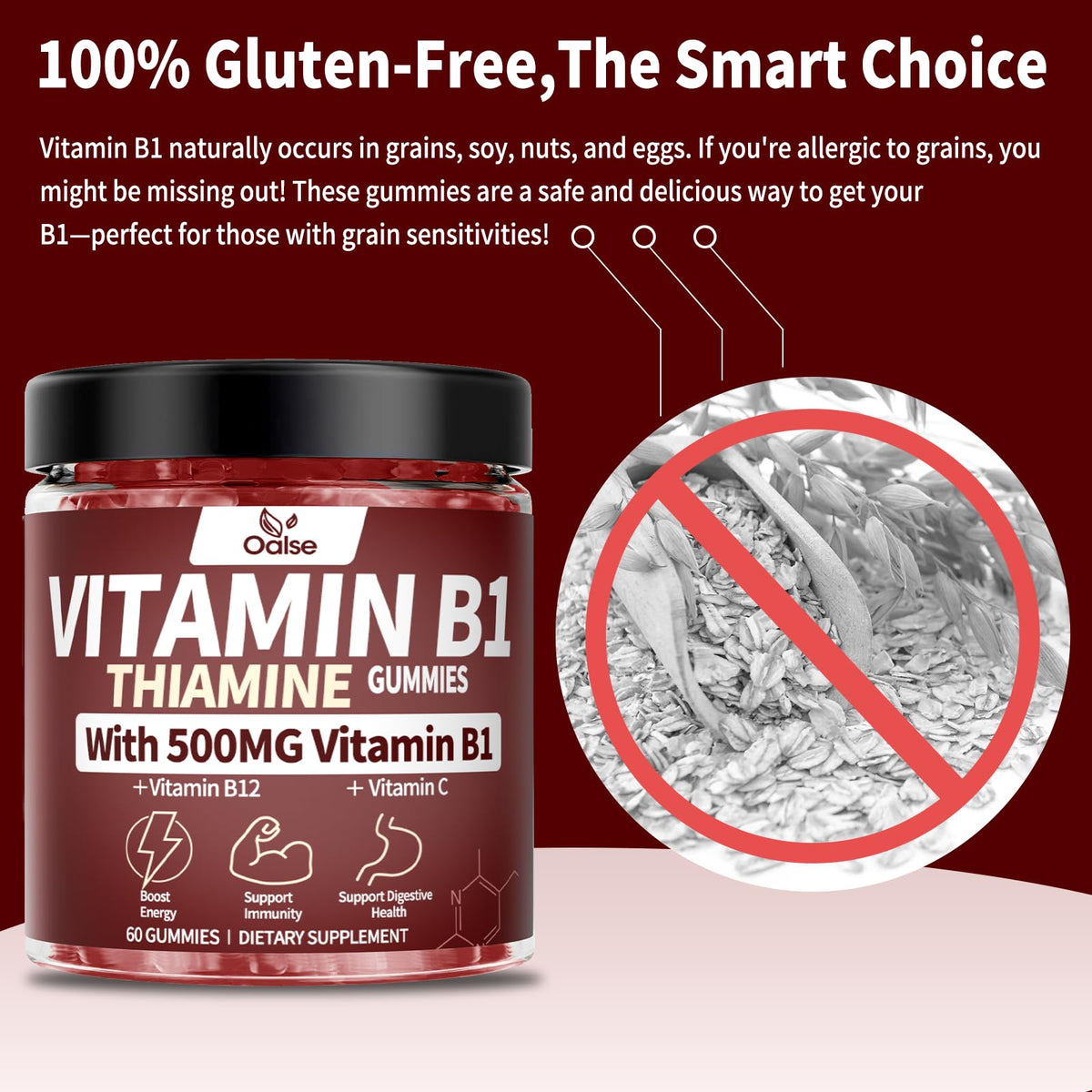 Gummies OALSE Vitamine B1 500mg emballage côté