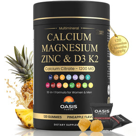 Gummies OASIS FORCE Calcium 1200 mg au goût d'ananas, emballage avant