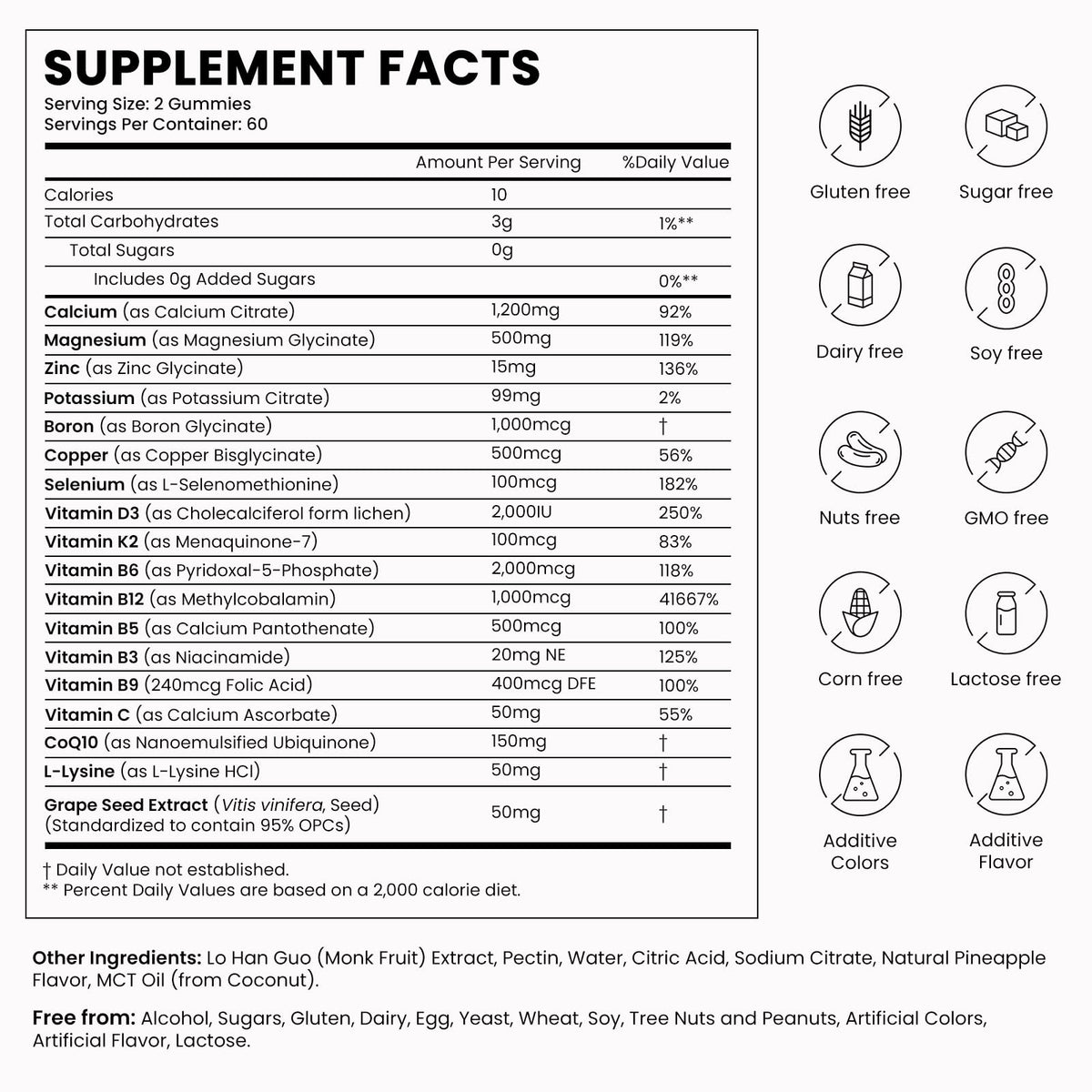 Gummies OASIS FORCE Calcium 1200 mg, présentation des gummies dans un bol